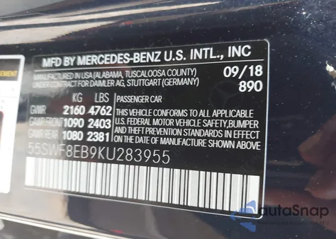 2019 Mercedes-Benz C 300 4Matic z USA, uszkodzony, nr VIN 55SWF8EB9KU283955